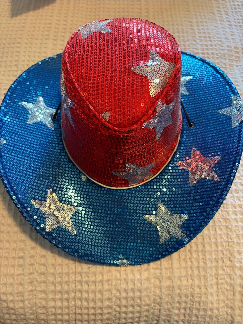 Sequin Star Cowboy Hat - Red & Blue